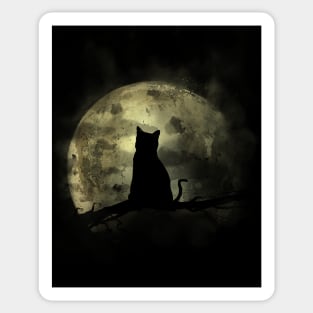 Cat and Moon Sticker